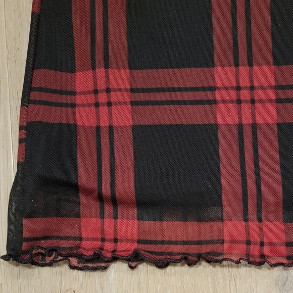 Red plaid maxi skirt - Picture 3 of 4